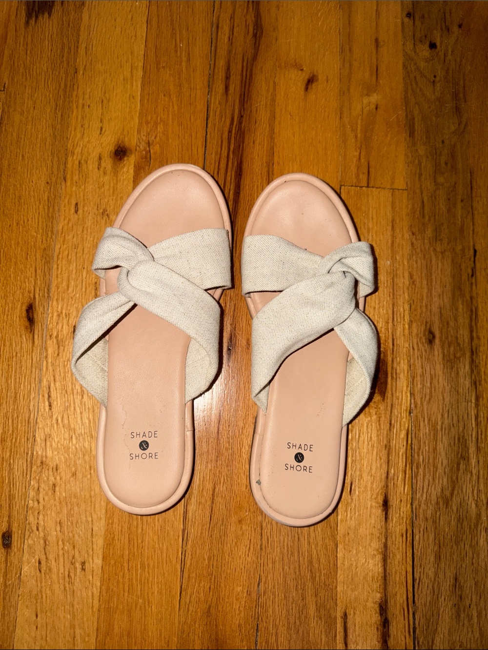 Target Shade & Shore Pink Footbed Cream Knotted Strap Sandals
